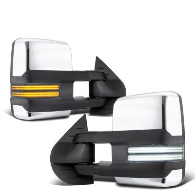 Chevy Silverado 2500HD 2007-2014 Chrome Tow Mirrors Switchback LED DRL Sequential Signal
