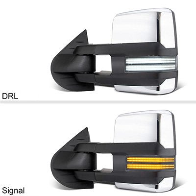 Chevy Tahoe 2007-2014 Chrome Tow Mirrors Switchback LED DRL Sequential Signal