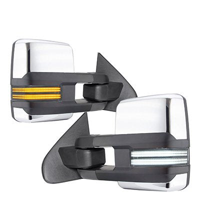 Toyota Tundra 2014-2021 Chrome Tow Mirrors Blind Spot Switchback LED DRL Sequential Signal