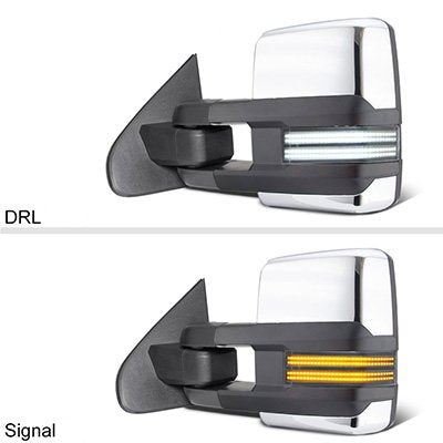 Toyota Tundra 2014-2021 Chrome Tow Mirrors Blind Spot Switchback LED DRL Sequential Signal
