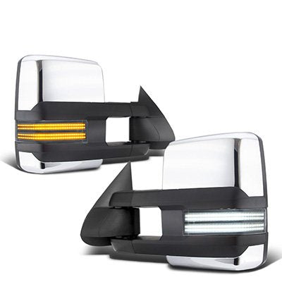 GMC Sierra 2003-2006 Chrome Tow Mirrors Switchback LED DRL Sequential Signal