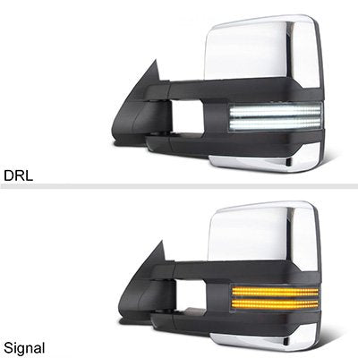 GMC Sierra 2003-2006 Chrome Tow Mirrors Switchback LED DRL Sequential Signal
