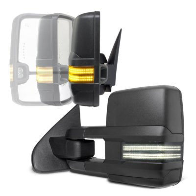 GMC Sierra 2500HD 2015-2019 Power Folding Tow Mirrors Smoked Switchback LED DRL Sequential Signal