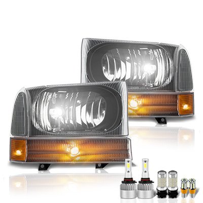 Ford F250 1999-2004 Black LED Headlight Bulbs Set Complete Kit