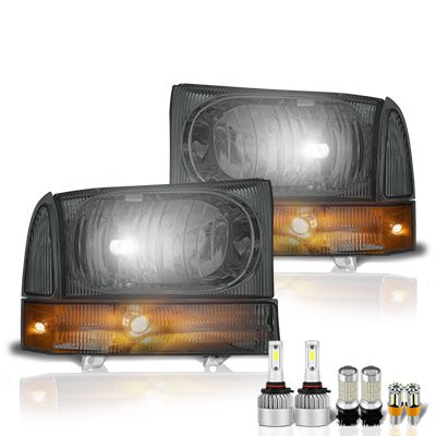 Ford F350 1999-2004 Smoked LED Headlight Bulbs Set Complete Kit