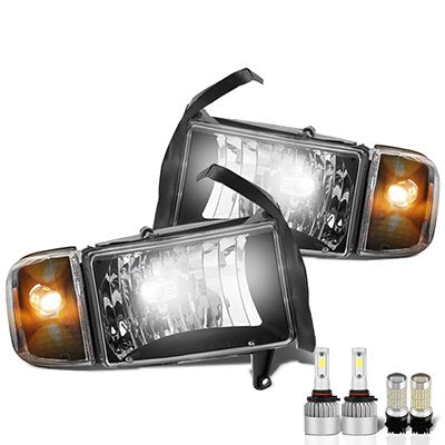 Dodge Ram 2500 1994-2002 Black LED Headlight Bulbs Set Complete Kit