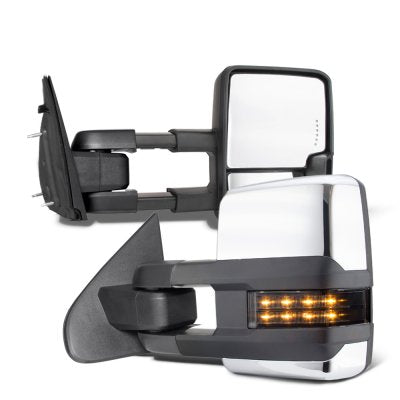 Dodge Ram 1500 2009-2018 Chrome Tow Mirrors Smoked LED Lights Power Heated