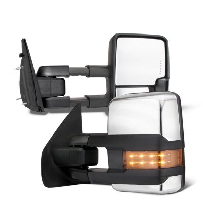 Ford F350 Super Duty 1999-2007 Chrome Tow Mirrors LED Lights Power Heated