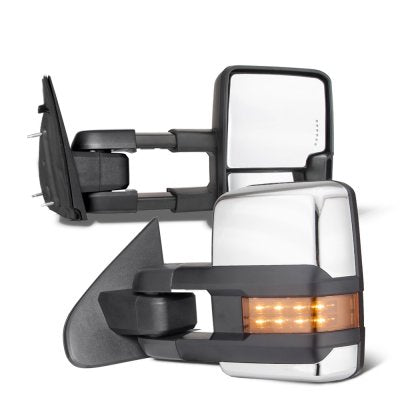 Dodge Ram 1500 2009-2018 Chrome Tow Mirrors LED Lights Power Heated