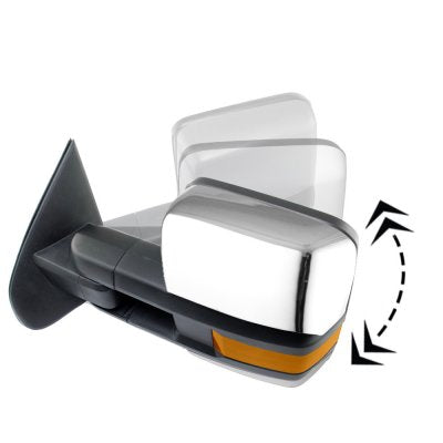 GMC Sierra 2014-2018 Chrome Power Folding Towing Mirrors LED Lights Heated