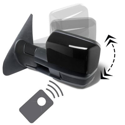 GMC Sierra 2500HD 2015-2019 Glossy Black Power Folding Tow Mirrors Conversion Smoked LED Lights