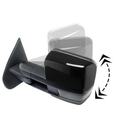 Chevy Silverado 2014-2018 Glossy Black Power Folding Towing Mirrors Smoked LED Lights Heated