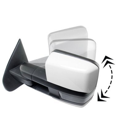 GMC Sierra 2014-2018 White Power Folding Towing Mirrors Smoked LED Lights Heated