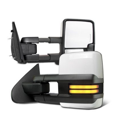 Dodge Ram 2500 2010-2018 White Tow Mirrors Smoked LED DRL Power Heated