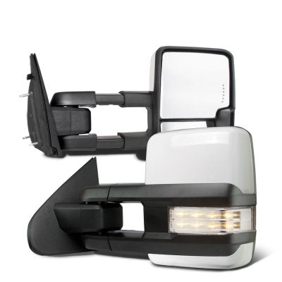 Dodge Ram 1500 2009-2018 White Tow Mirrors Clear LED Lights Power Heated