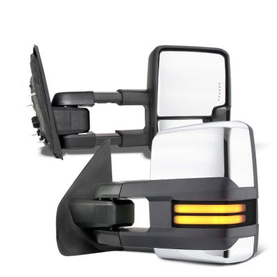 Ford F550 Super Duty 2008-2016 Chrome Tow Mirrors Smoked LED DRL Power Heated
