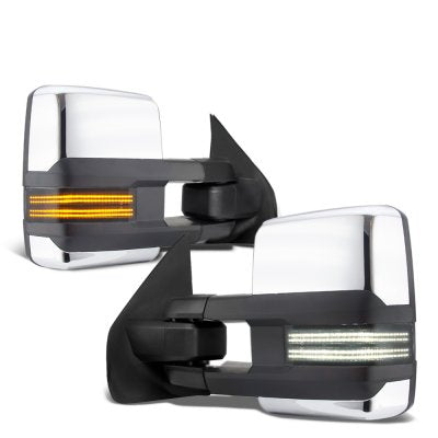 Ford F450 Super Duty 2008-2016 Chrome Tow Mirrors Smoked Switchback LED DRL Sequential Signal