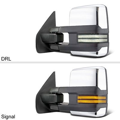 Ford Excursion 2000-2005 Chrome Tow Mirrors Smoked Switchback LED DRL Sequential Signal