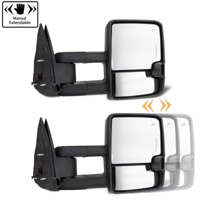 GMC Sierra 2500HD 2003-2006 Glossy Black Towing Mirrors LED Lights Power Heated