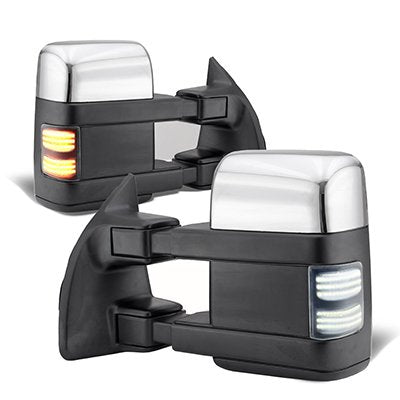 Ford F350 Super Duty 2008-2016 Chrome Tow Mirrors Switchback LED Sequential Signal