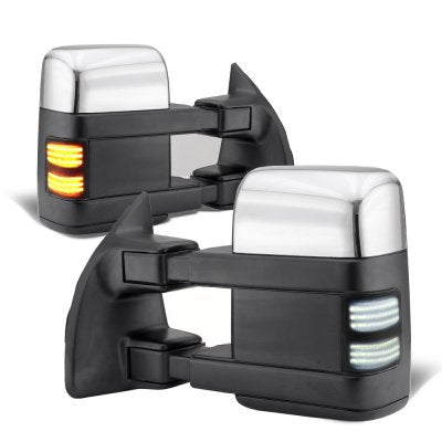 Ford F550 Super Duty 2003-2007 Chrome Tow Mirrors Smoked Switchback LED Sequential Signal