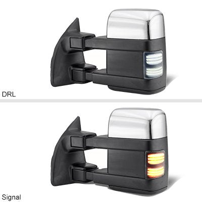 Ford F250 Super Duty 1999-2002 Chrome Tow Mirrors Switchback LED Sequential Signal