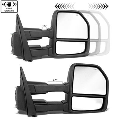 Ford F150 2015-2020 Glossy Black Towing Mirrors Power Heated Smoked LED Signal Puddle Lights