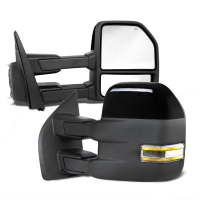 Ford F150 2015-2020 Glossy Black Towing Mirrors Power Heated LED Signal Puddle Lights