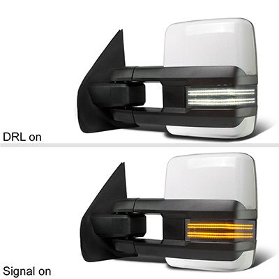 Ford F350 Super Duty 2008-2016 White Tow Mirrors Smoked Switchback LED DRL Sequential Signal