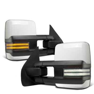 Ford F350 Super Duty 1999-2007 White Tow Mirrors Smoked Switchback LED DRL Sequential Signal