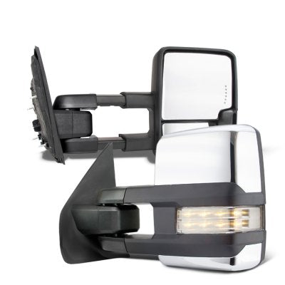 Ford F550 Super Duty 2008-2016 Chrome Tow Mirrors Clear LED Lights Power Heated