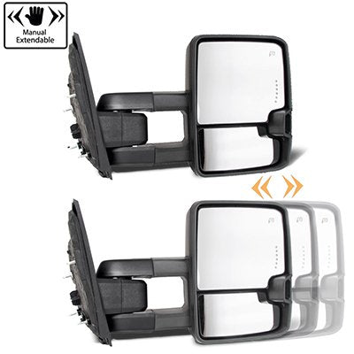 Ford Excursion 2000-2005 Chrome Tow Mirrors Clear LED Lights Power Heated