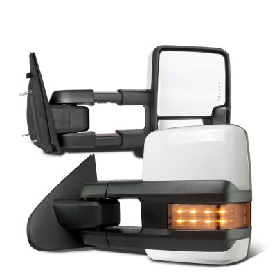 Dodge Ram 1500 2009-2018 White Tow Mirrors LED Lights Power Heated