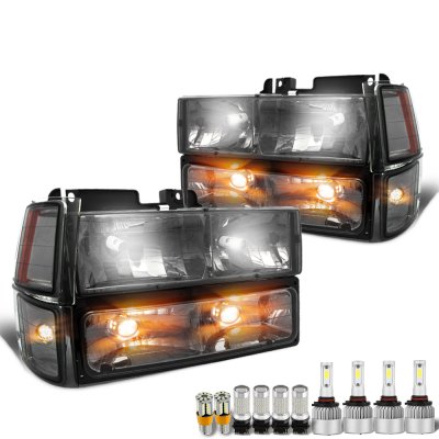 Chevy Silverado 1994-1998 Smoked Headlights LED Bulbs Complete Kit