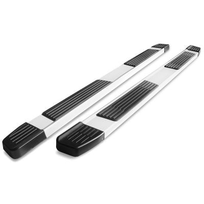 White Running Boards Chevy Silverado 1500 Crew 2019-2026 6 Inches