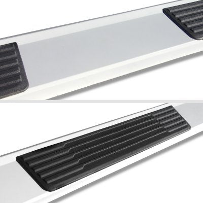 White Running Boards Chevy Silverado 2500HD Crew 2020-2026 6 Inches
