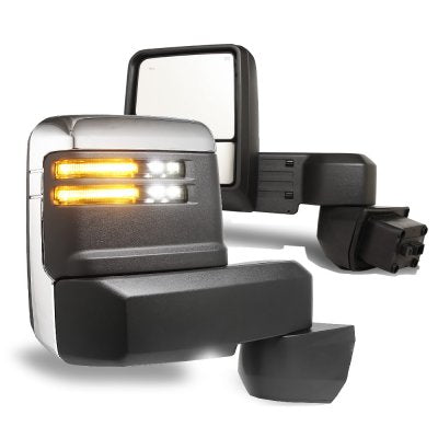 Chevy Silverado 3500HD 2020-2025 Chrome Towing Mirrors Smoked LED Lights Power Heated Glass