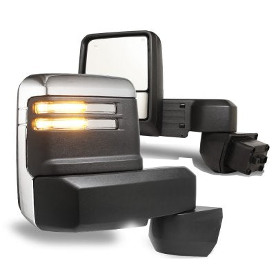 Chevy Silverado 1500 2019-2025 Chrome Towing Mirrors LED Lights Power Heated Glass