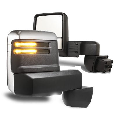 Chevy Silverado 1500 2019-2025 Chrome Tow Mirrors Smoked LED Lights Power Heated Glass
