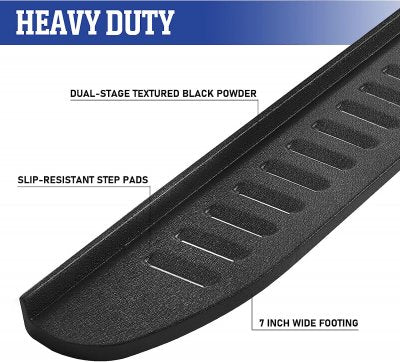 Chevy Silverado 1500 Crew Cab 2019-2026 Black Running Boards 7 inch