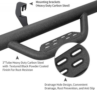 Chevy Silverado 3500HD Regular Cab 2020-2026 Black Nerf Bars