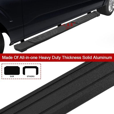 Chevy Silverado 1500 Crew Cab 2019-2026 Black Aluminum Nerf Bars 6 inch