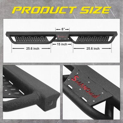 Chevy Silverado Crew Cab 2014-2018 Black Nerf Bars