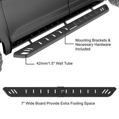 GMC Sierra 2500HD Crew Cab 2007-2014 Black Nerf Bars 7 inch