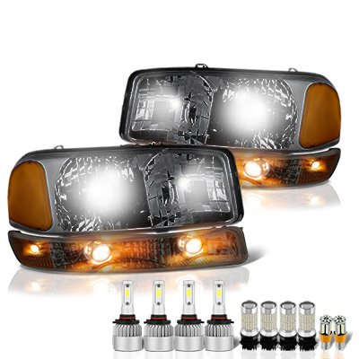 GMC Sierra 2500HD 2001-2006 Smoked LED Headlight Bulbs Complete Kit