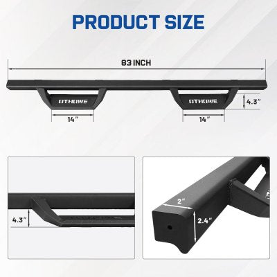 Chevy Silverado 1500 Crew Cab 2019-2026 Black Nerf Bars