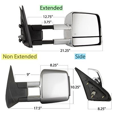 Toyota Tundra 2007-2013 Chrome Power Folding Tow Mirrors Smoked LED
