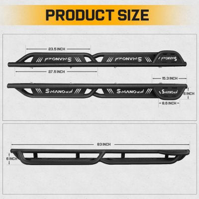 GMC Sierra 3500HD Crew Cab 2007-2014 Black Nerf Bars