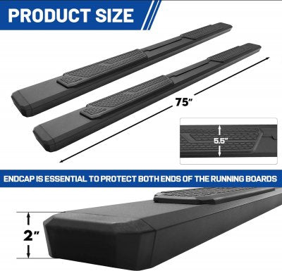 Toyota Tacoma Double Cab 2024-2026 Black Nerf Bars 5 Inch