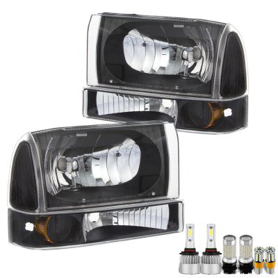 Ford F350 Super Duty 1999-2004 Black LED Headlight Bulbs Set Complete Kit